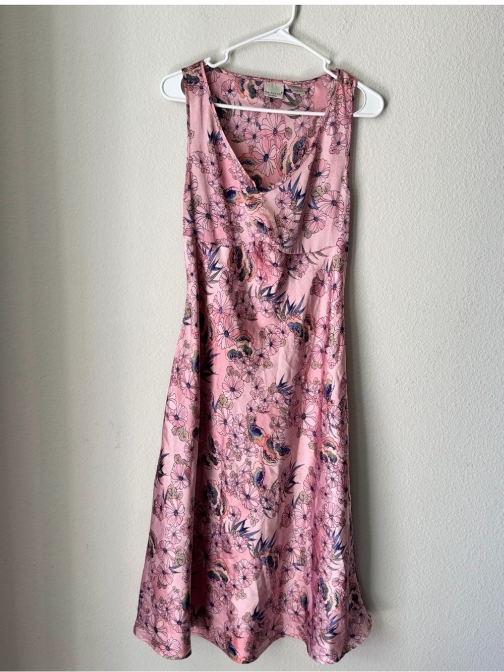 Kim Rogers Pink Floral V-Neck Midi Dress
